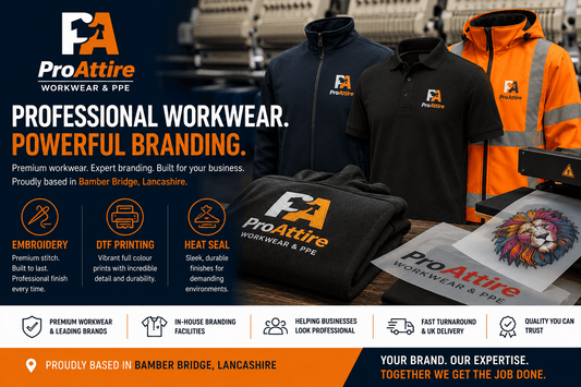 ✅ Embroidery vs DTF Printing vs Heat Seal: Which Is Best for Branded Workwear? - ProAttire Ltd