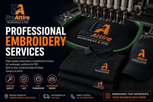 Professional Embroidery Services | Custom Embroidered Workwear | ProAttire - ProAttire Ltd