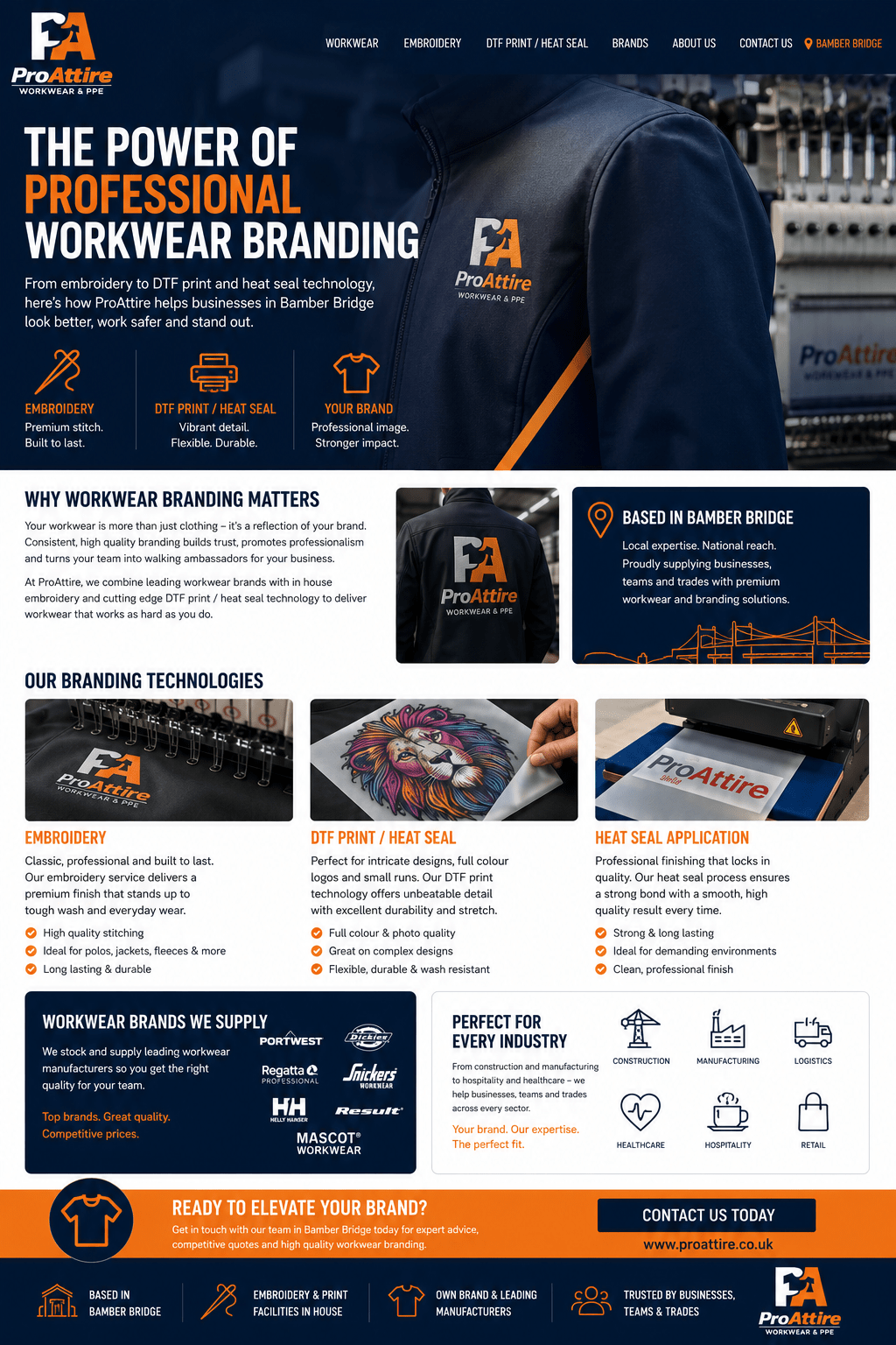 Professional Workwear, Embroidery & DTF Printing | ProAttire Bamber Bridge - ProAttire Ltd