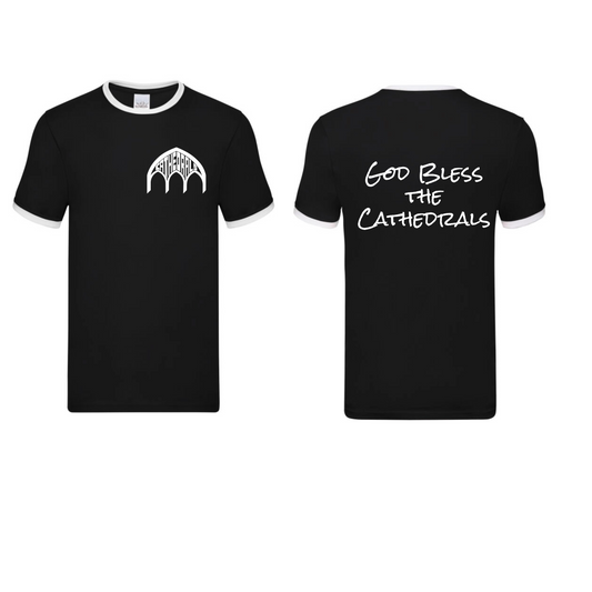 Ringer T-shirt Left Logo God Bless The Cathedrals image 0