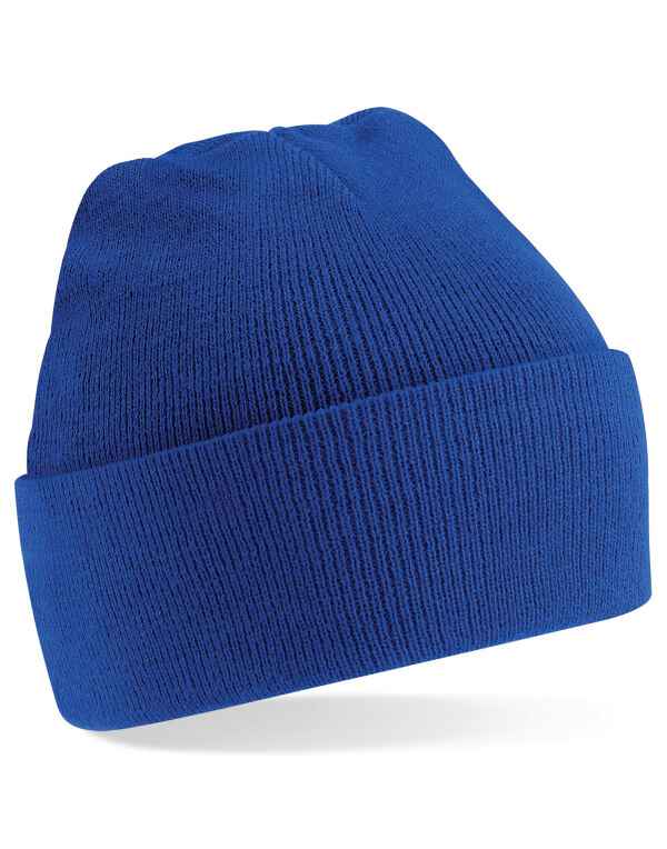 Embroidered Beanie - Beechfield Beanie Hat with Custom Logo Royal blue