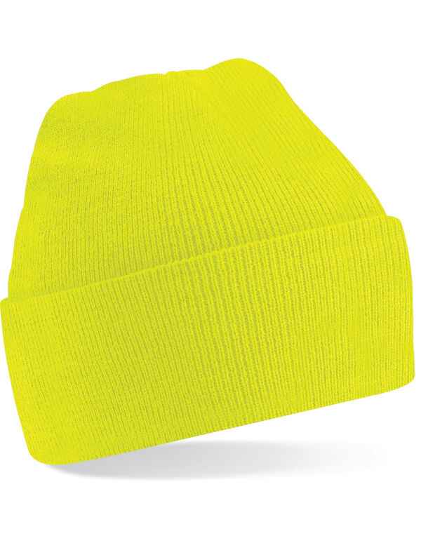 Embroidered Beanie - Beechfield Beanie Hat with Custom Logo High Vis Yellow