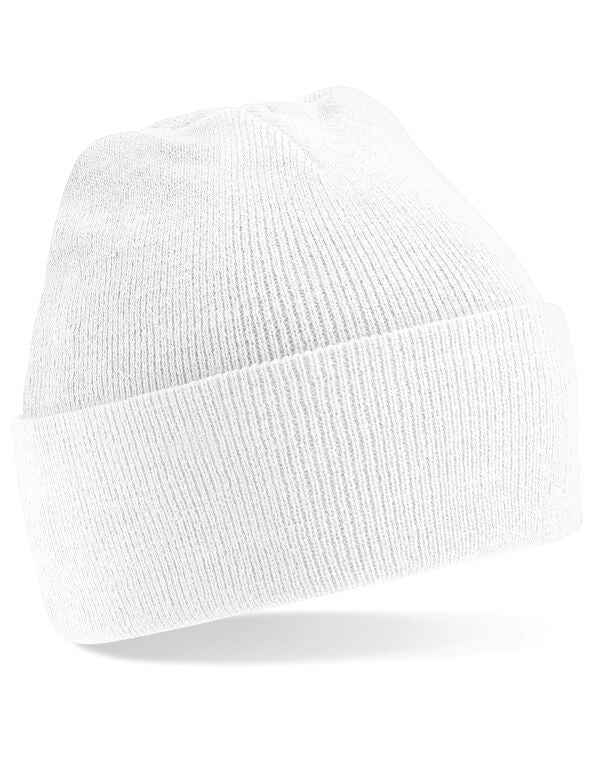 Embroidered Beanie - Beechfield Beanie Hat with Custom Logo White
