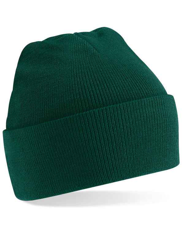 Embroidered Beanie - Beechfield Beanie Hat with Custom Logo Bottle Green