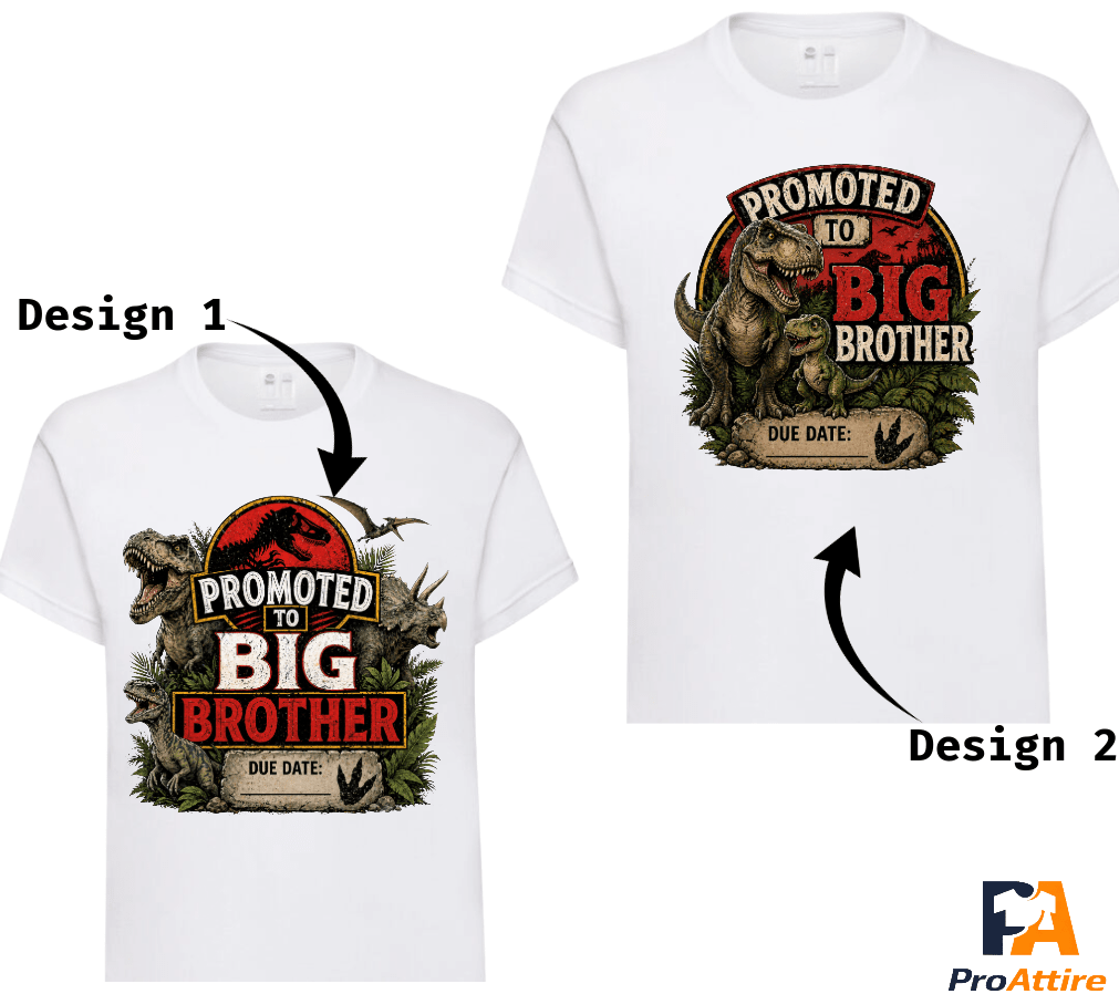 Children's Pregnancy Announcement Dinosaur T-shirt | Promoted To Big Brother | Two designs to choose from! - ProAttire Ltd