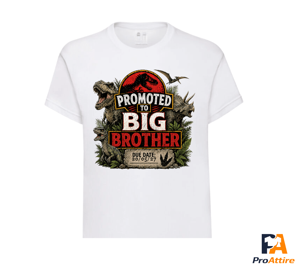 Children's Pregnancy Announcement Dinosaur T-shirt | Promoted To Big Brother | Two designs to choose from! - ProAttire Ltd