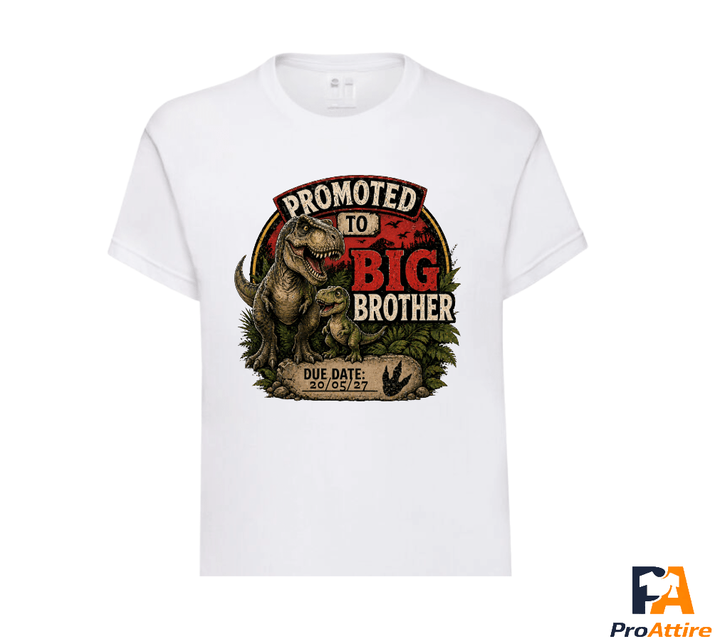 Children's Pregnancy Announcement Dinosaur T-shirt | Promoted To Big Brother | Two designs to choose from! - ProAttire Ltd