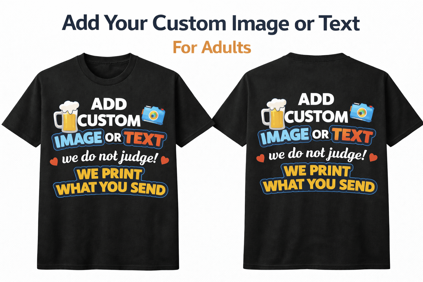 Custom T-shirt Printing | Design Your Own T-shirt | Black Navy White | Personalised T-shirt Image, Text - ProAttire Ltd