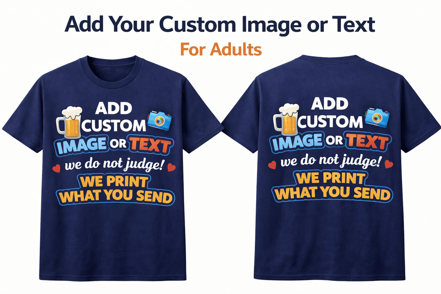 Custom T-shirt Printing | Design Your Own T-shirt | Black Navy White | Personalised T-shirt Image, Text - ProAttire Ltd