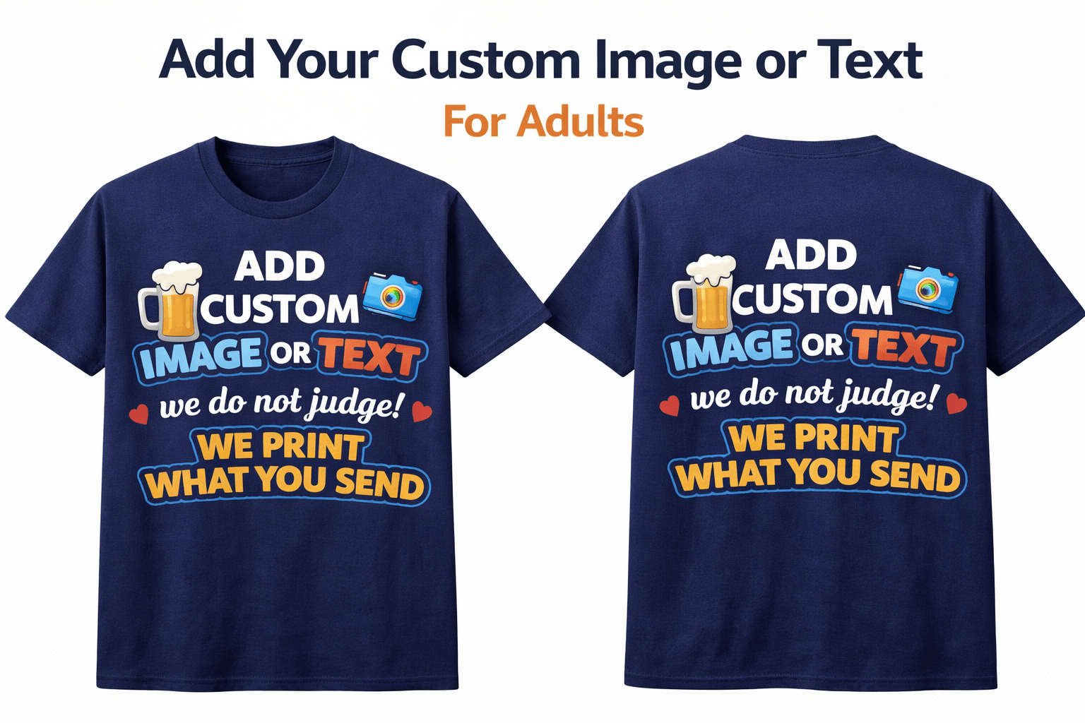Custom T-shirt Printing | Design Your Own T-shirt | Black Navy White | Personalised T-shirt Image, Text - ProAttire Ltd