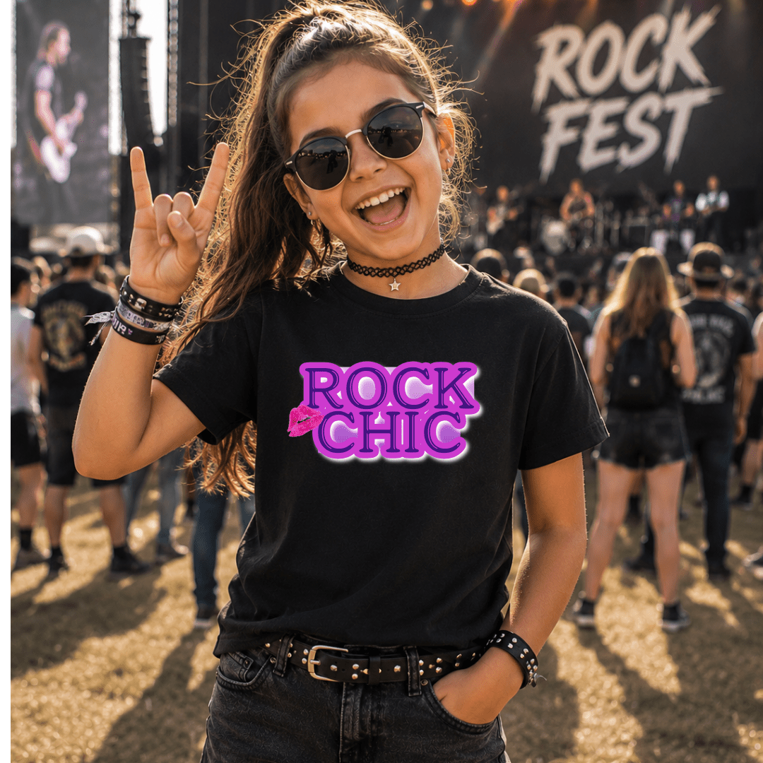 Girls Rock Chic T-Shirt | Trendy Rock Star Tee for Young Fashionistas