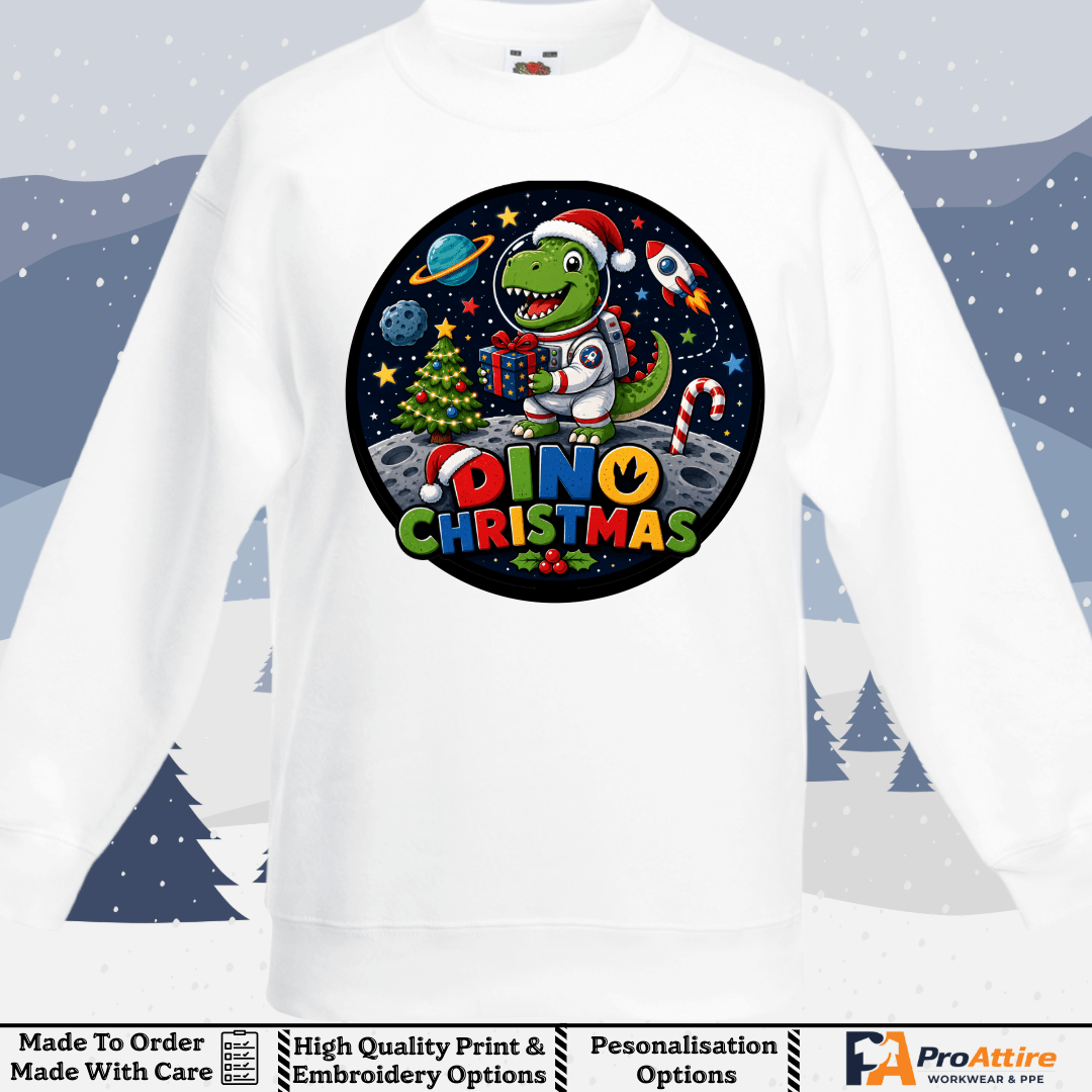 Kids Dino Christmas Sweatshirt | Children's Dinosaur Christmas Jumper | T Rec | Christmas Jumper (Copy)