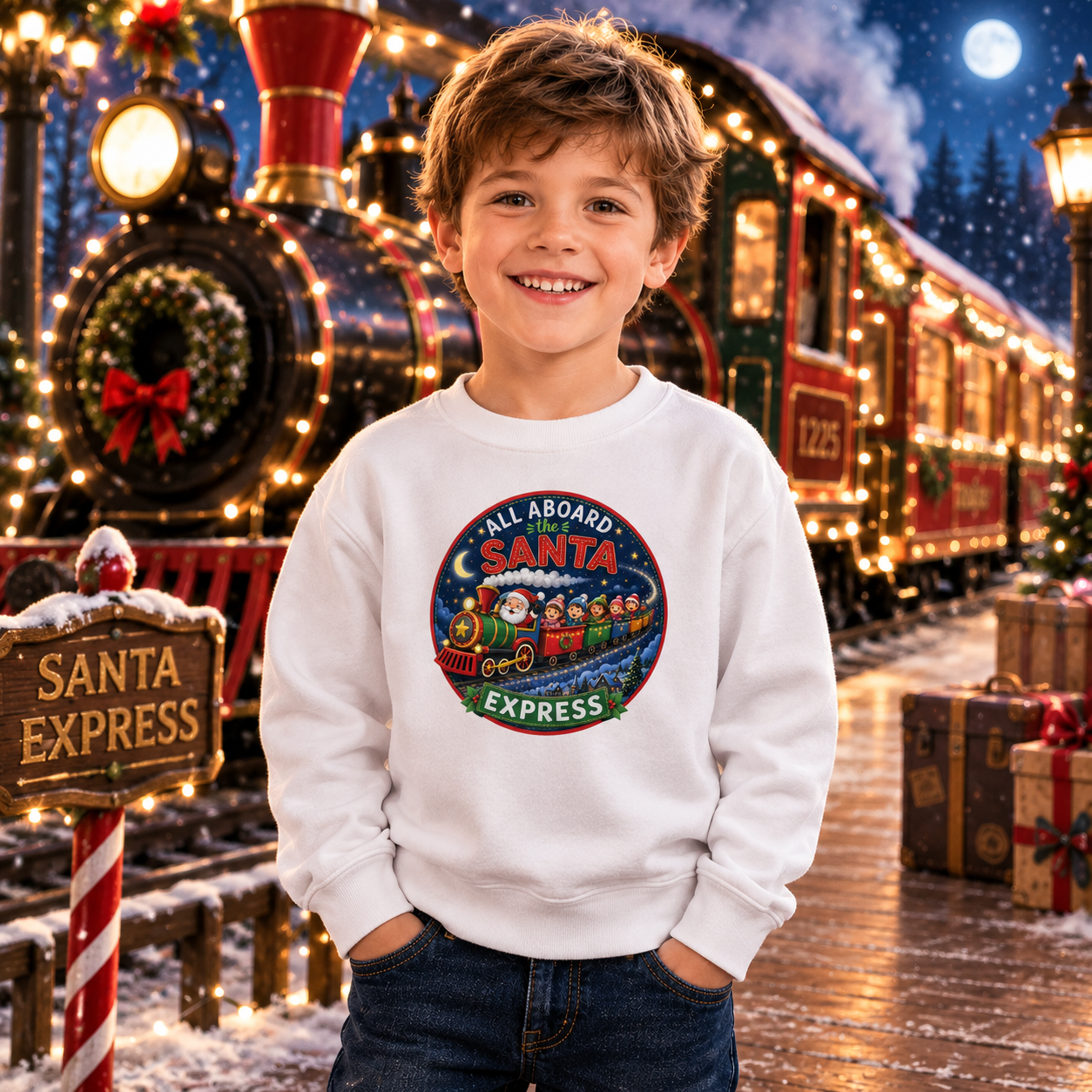 Kids Santa Express Sweatshirt | Children's Christmas Train Jumper | Kids Sweatshirt | Christimas Jumper | Xmas Jumper