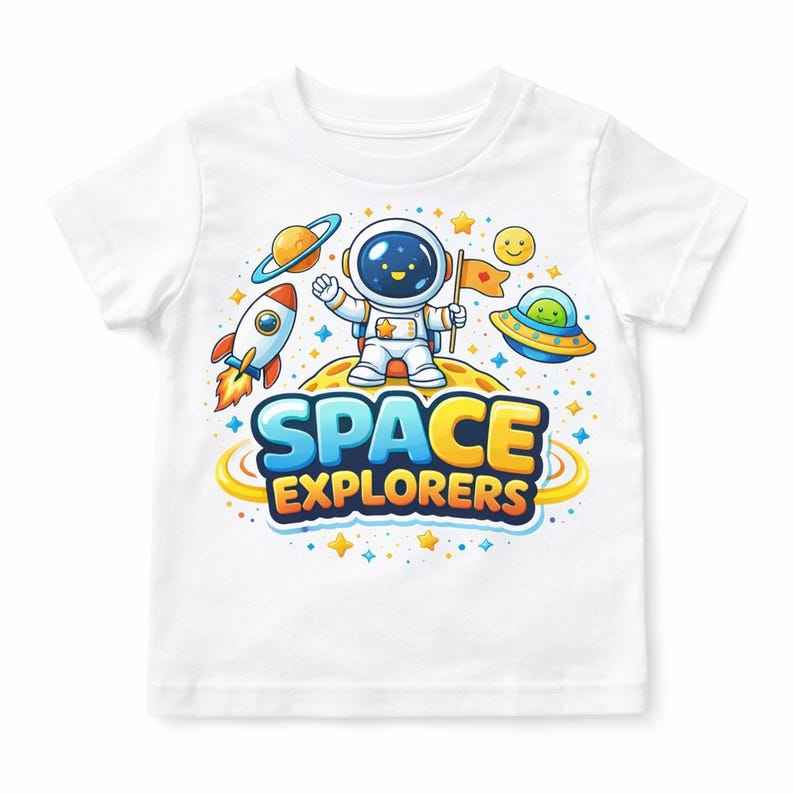 Kids Space Explorer T-Shirt | Cute Astronaut Shirt for Boys & Girls | Space Theme Kids Tee | Cartoon Rocket Top | Gift