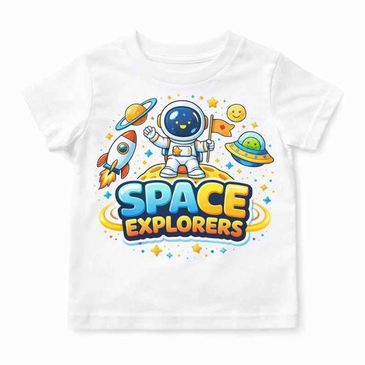 Kids Space Explorer T-Shirt | Cute Astronaut Shirt for Boys & Girls | Space Theme Kids Tee | Cartoon Rocket Top | Gift