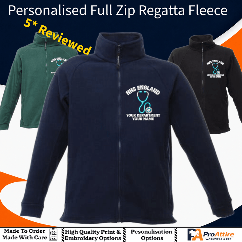 Personalised Healthcare Fleece, Embroidered Regatta Fleece, Doctor, GP, Medical Staff | Health Care | GP | Junior Doctor | Stethoscope - ProAttire Ltd