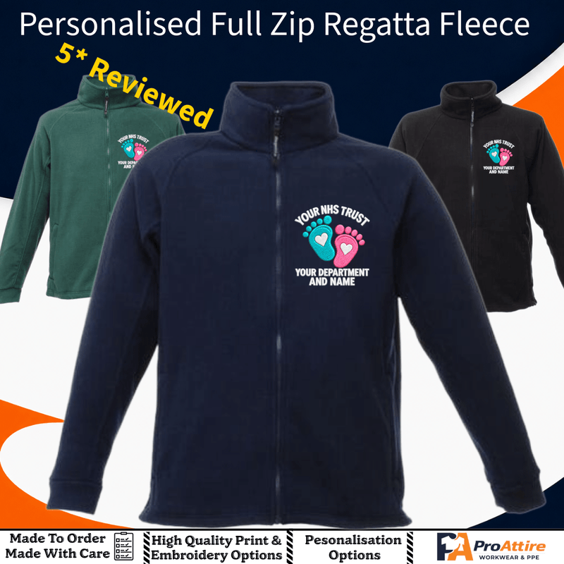 Personalised Healthcare Fleece, Embroidered Regatta Fleece, Doctor, Midwife, Medical Staff / Baby Footprint / Healthcare / GP / Nurse / Peadiatrics - ProAttire Ltd