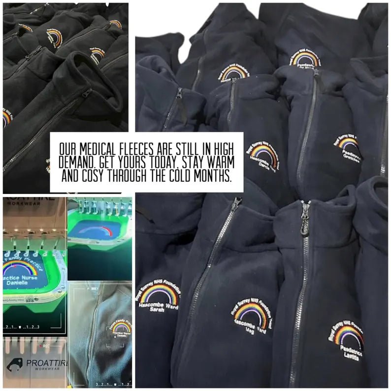Personalised Medical Full Zip Hoodie Adult – Custom Rainbow Logo – Embroidered Personalised Rainbow Logo– Nurse Doctor Healthcare Gift - ProAttire Ltd