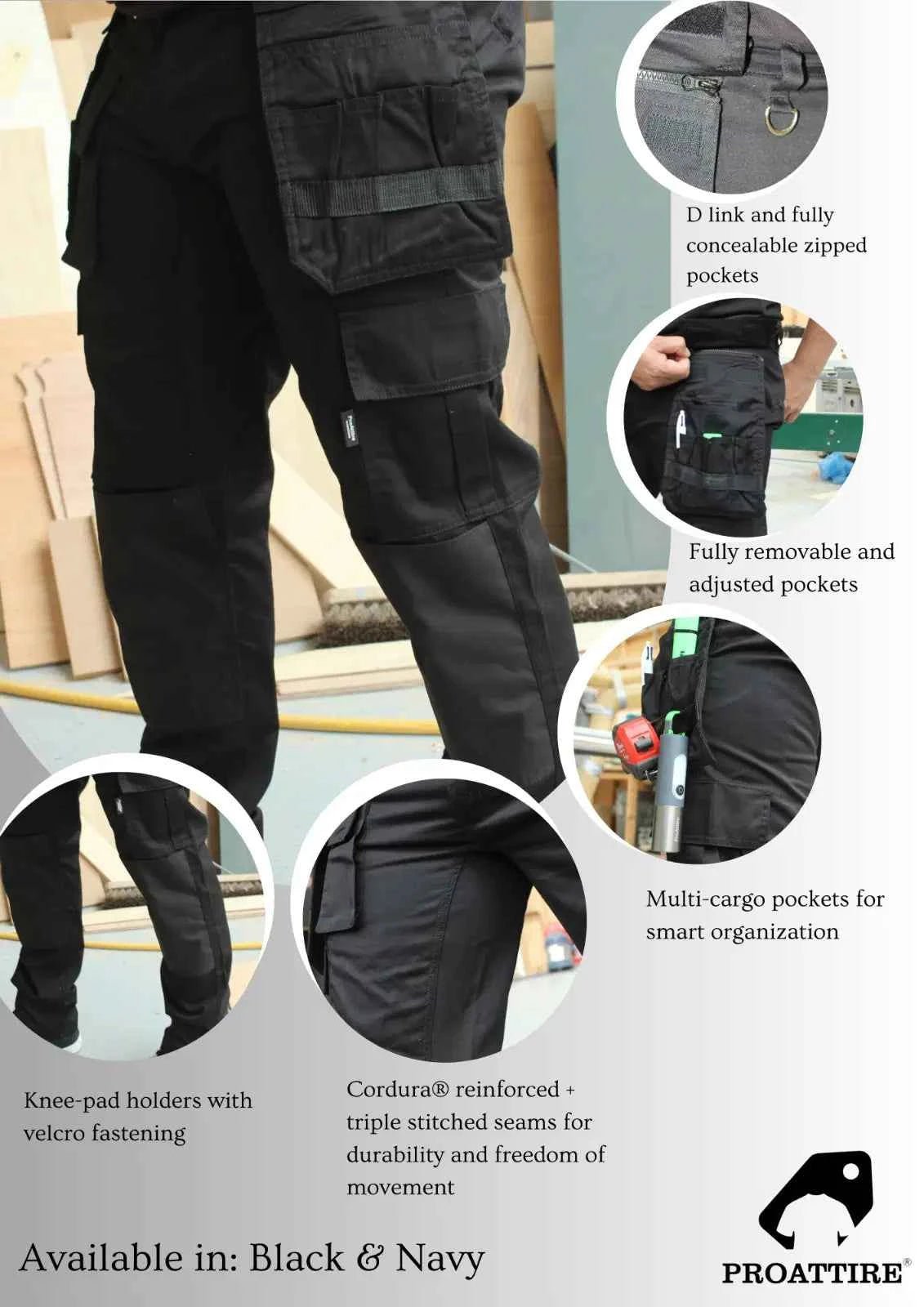ProAttire Cargo Trousers with Removable Pockets - ProAttire Ltd
