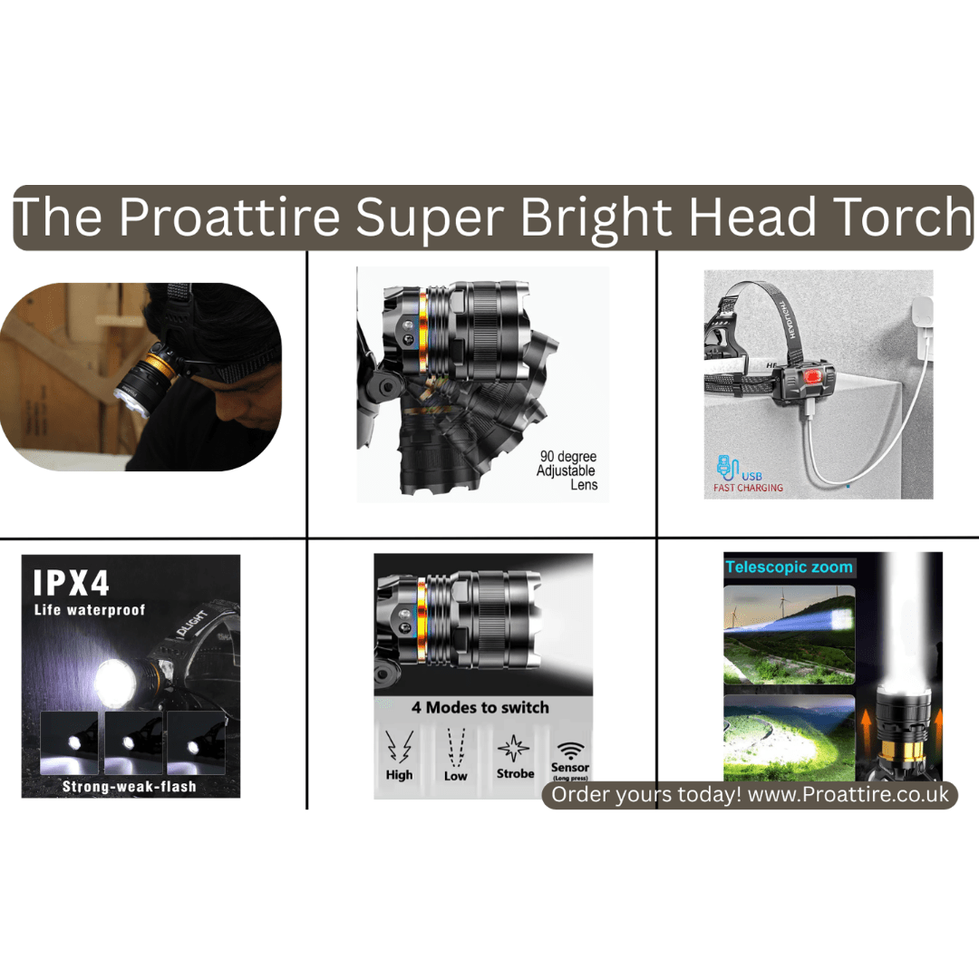 ProAttire Head Torch Rechargeable, Super Bright – Illuminate Your Adventures