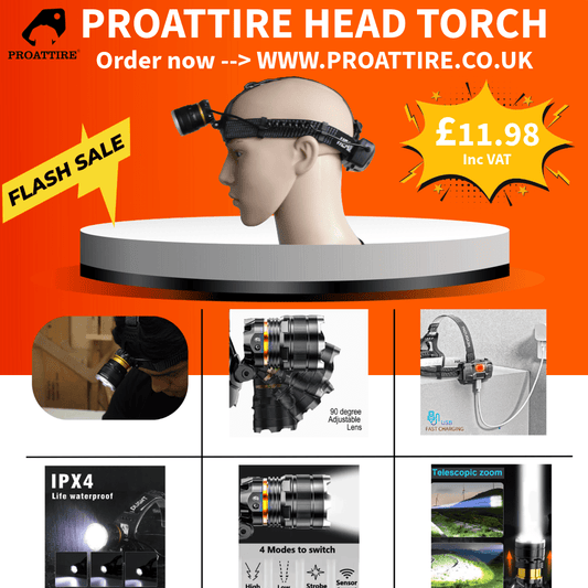ProAttire Head Torch Rechargeable, Super Bright - ProAttire Ltd