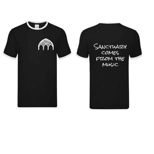 Ringer T-shirt Left Logo Sanctuary Comes From Music - ProAttire Ltd
