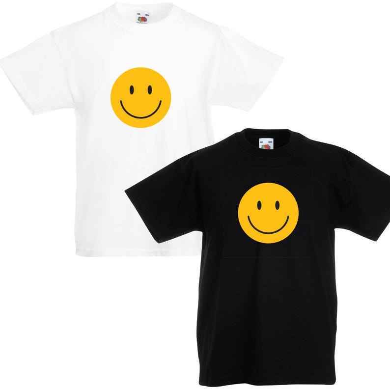 Smiley Face T-Shirt | Black or White Graphic Shirt | Minimalist Positive Vibes Top | Fun Casual Gift T-Shirt | Happy Child