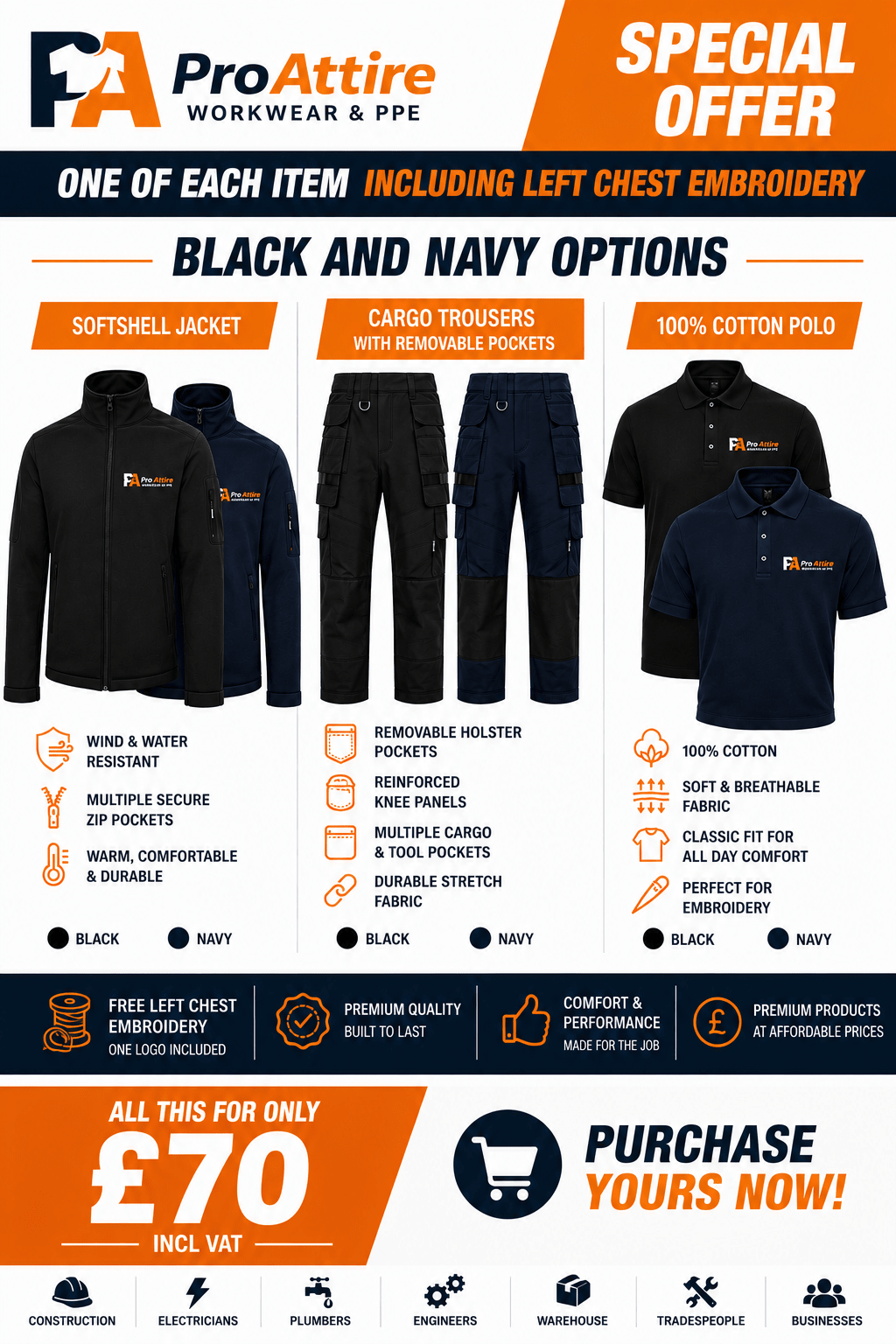 Softshell, Polo & Cargo Bundle - Premium Workwear for Professionals